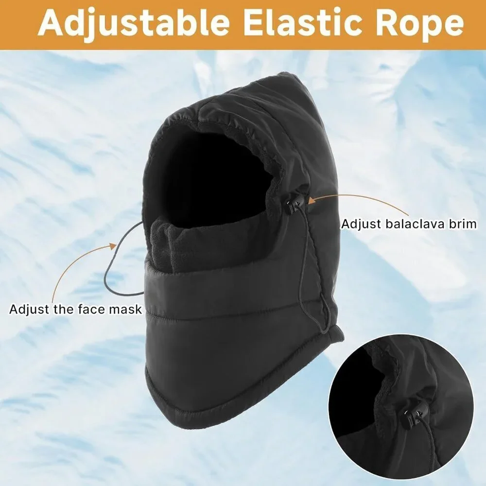 Men's Black Lining Windproof Adjustable Winter Cold Weather Ski Face Mask